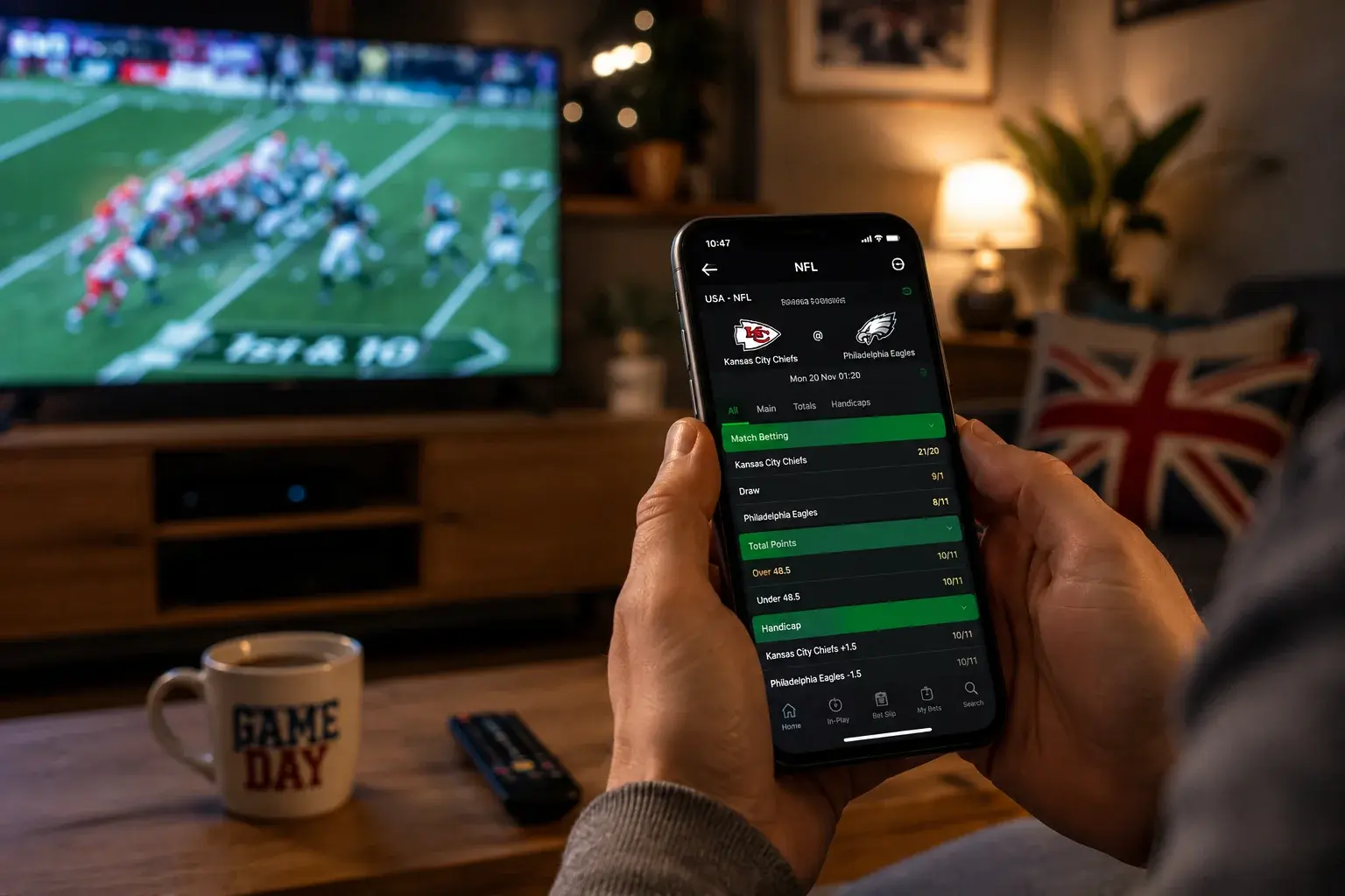 Step-by-step guide showing how to place an NFL bet at a UK bookmaker