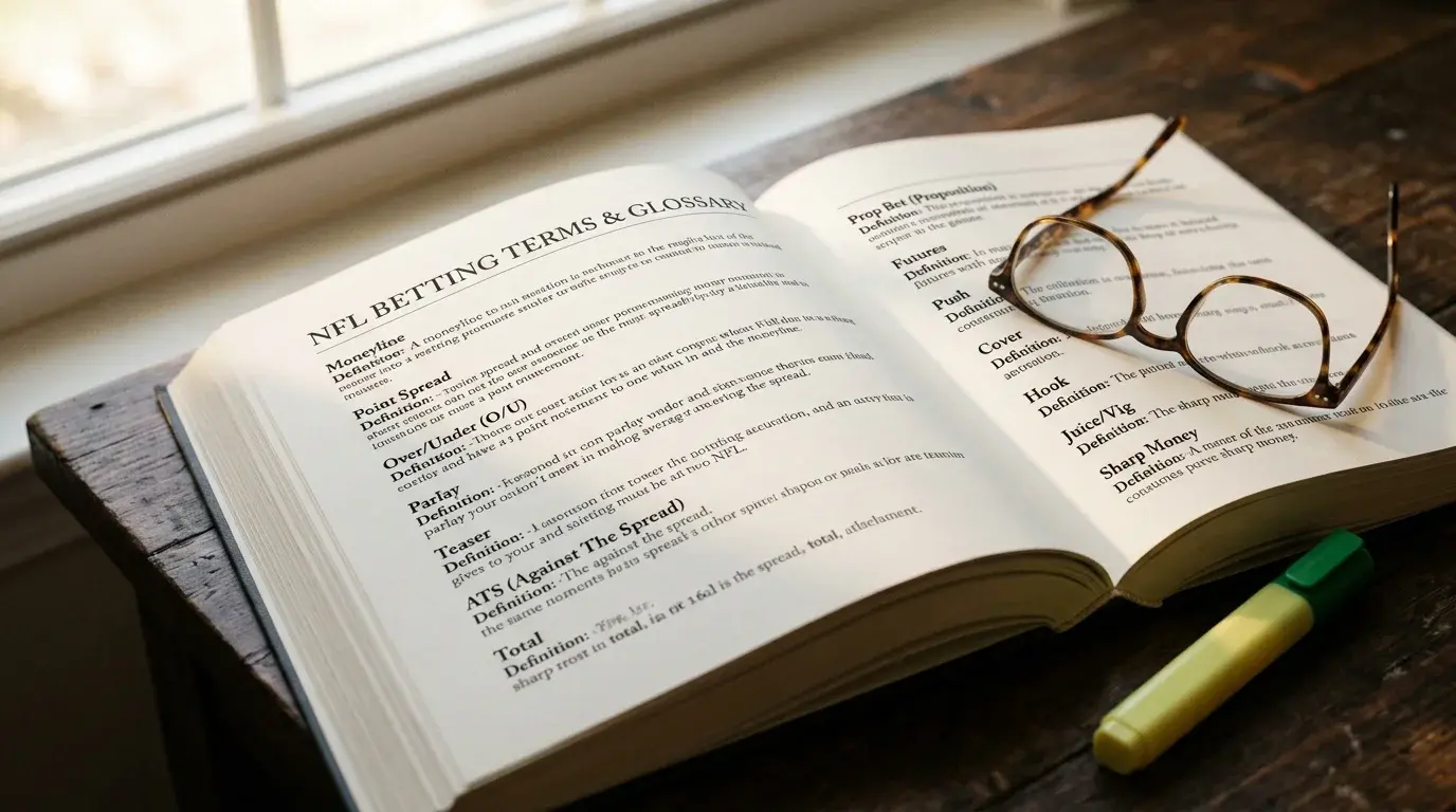 NFL betting terminology reference guide with key terms highlighted