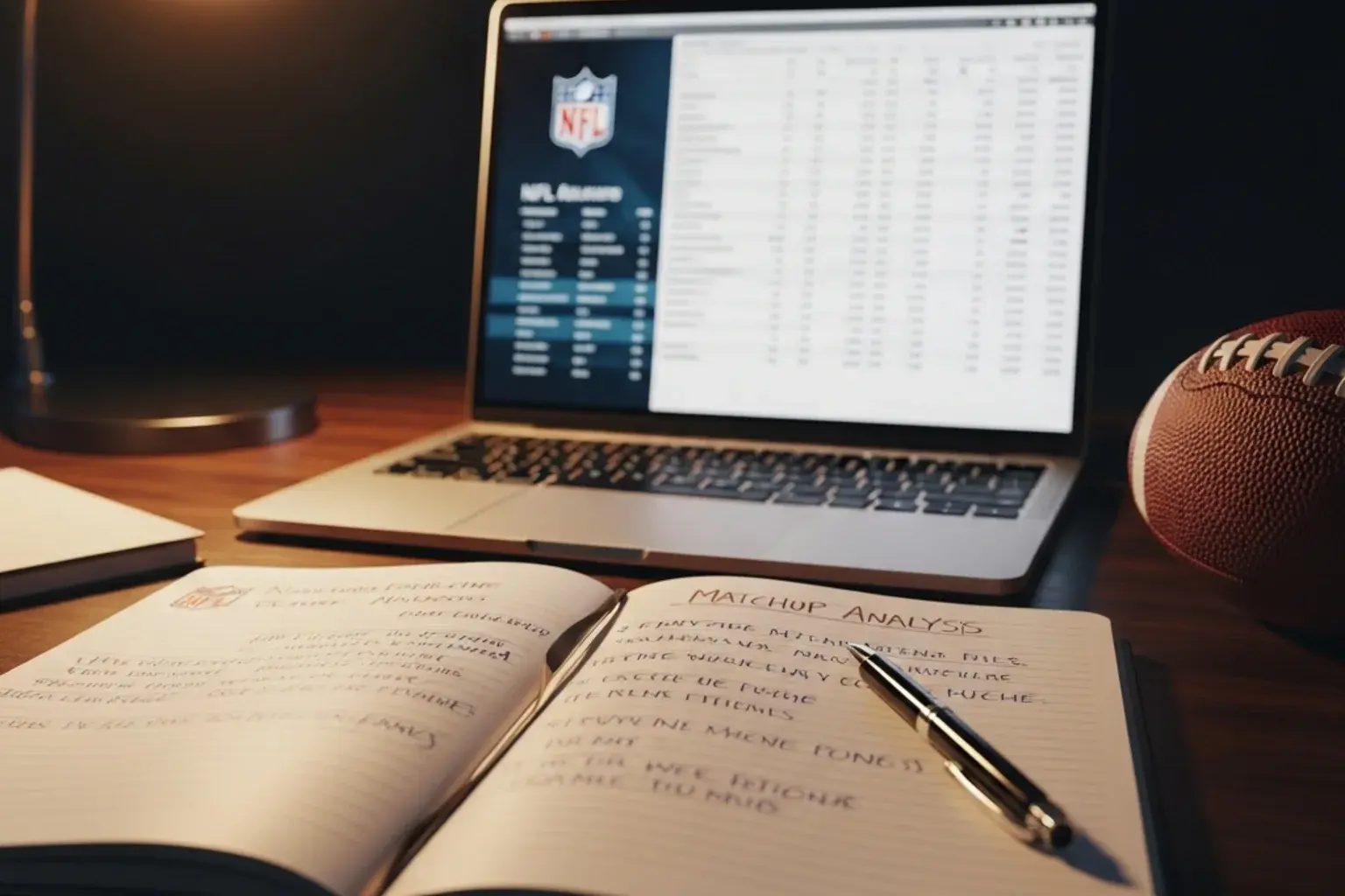 NFL matchup analysis board showing weekly game research framework